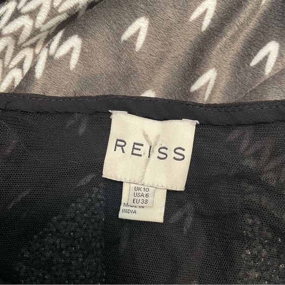 REISS Beaded Black and White Blouse Top 6 - Picture 5 of 7